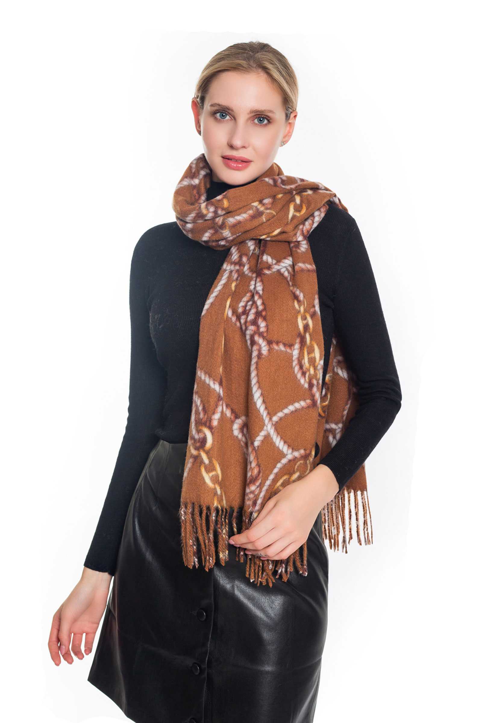 Soft Texture Tied Rope Pattern Scarf