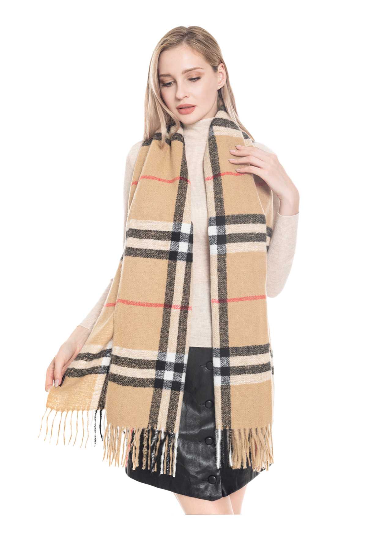Plaid Style Oblong Scarf