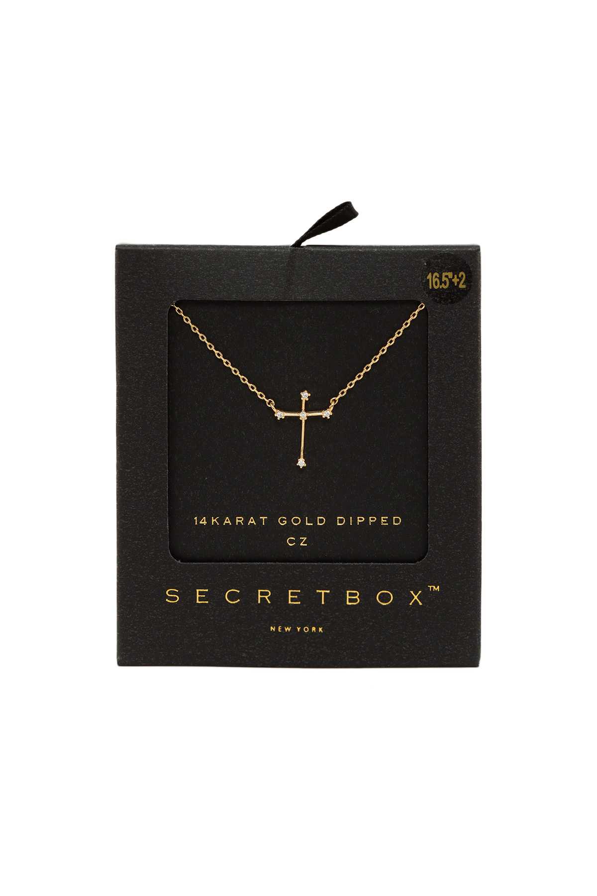Gold Dipped Cubic Cross Necklace