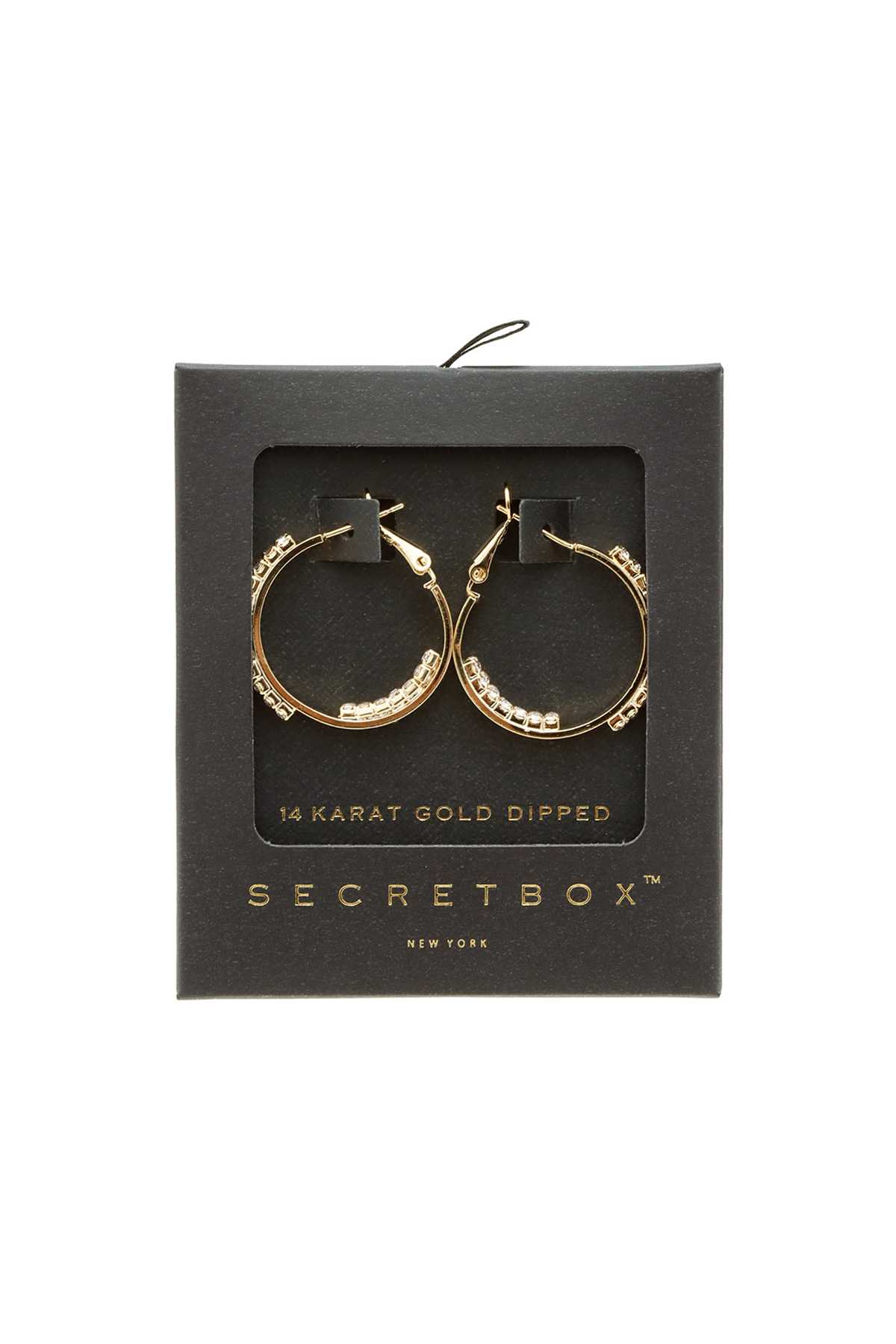 Gold Dipped Cubic Accent 25mm Hoop Earring