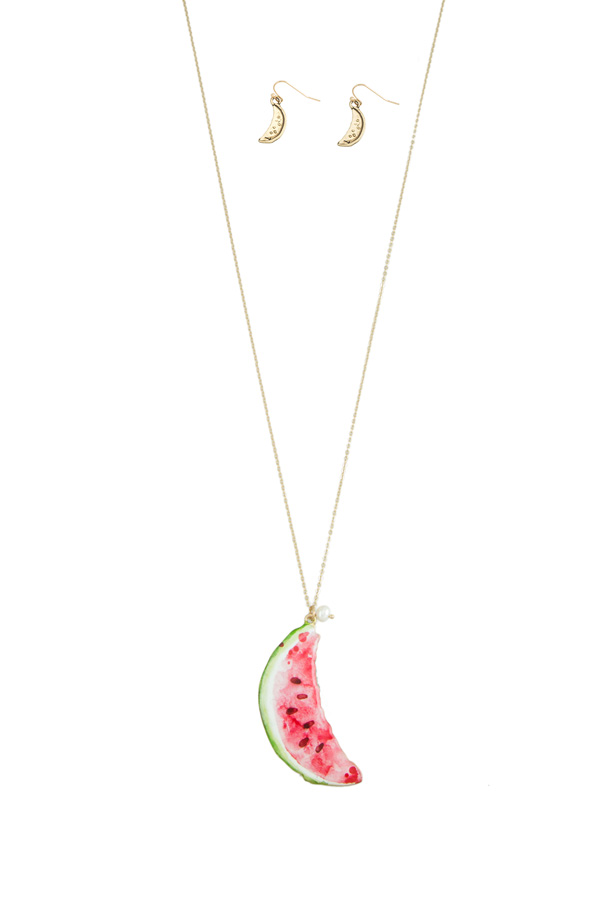 Watermelon Print Necklace