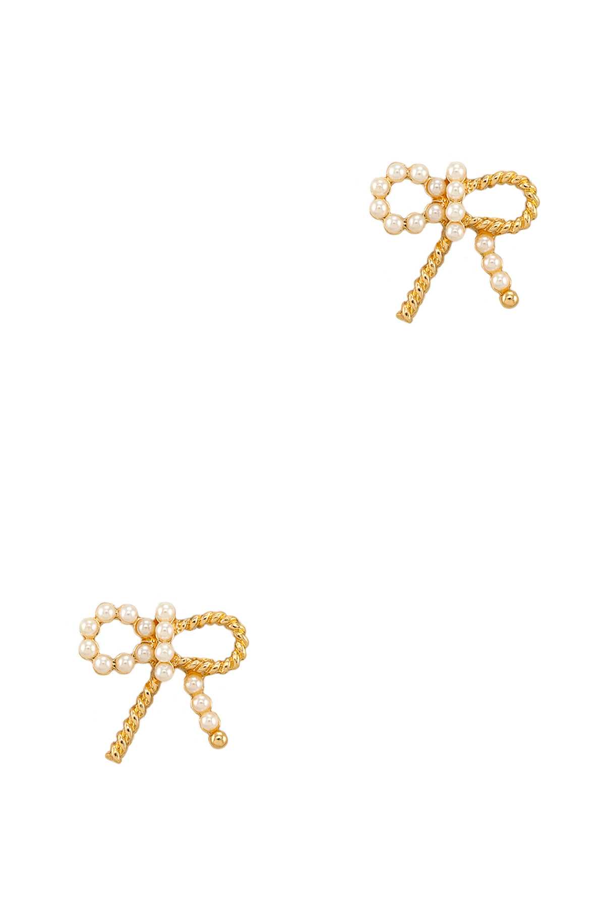 Metal and Pearl Twisted Ribbon Shape Earring