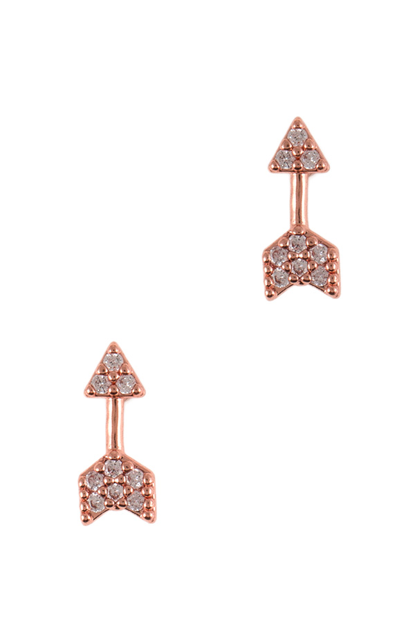 Crystal pave arrow stud earrings