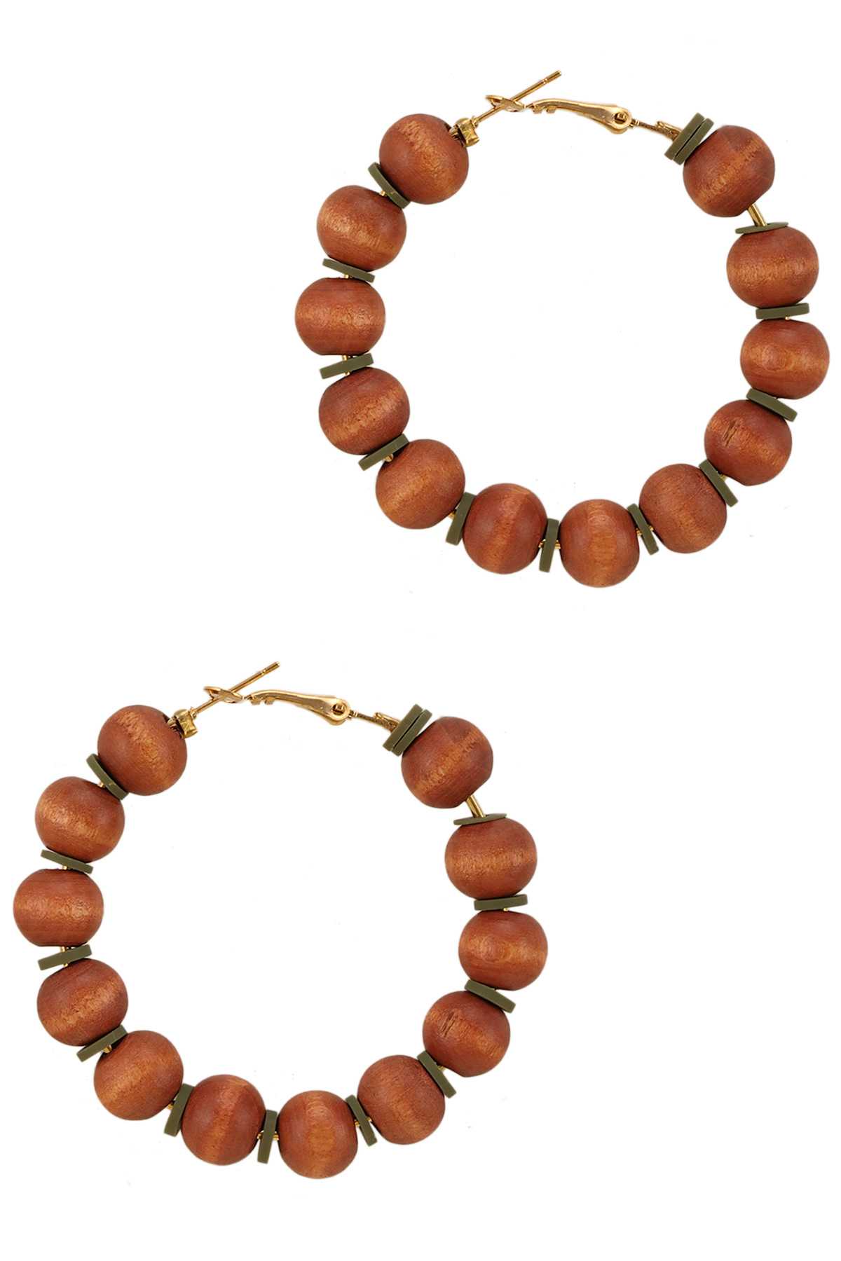 Wooden Beads Hoop Earring
