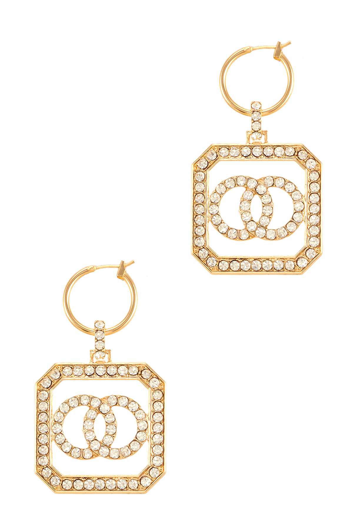 Octagon Rhinestone Earring with Infinity Link