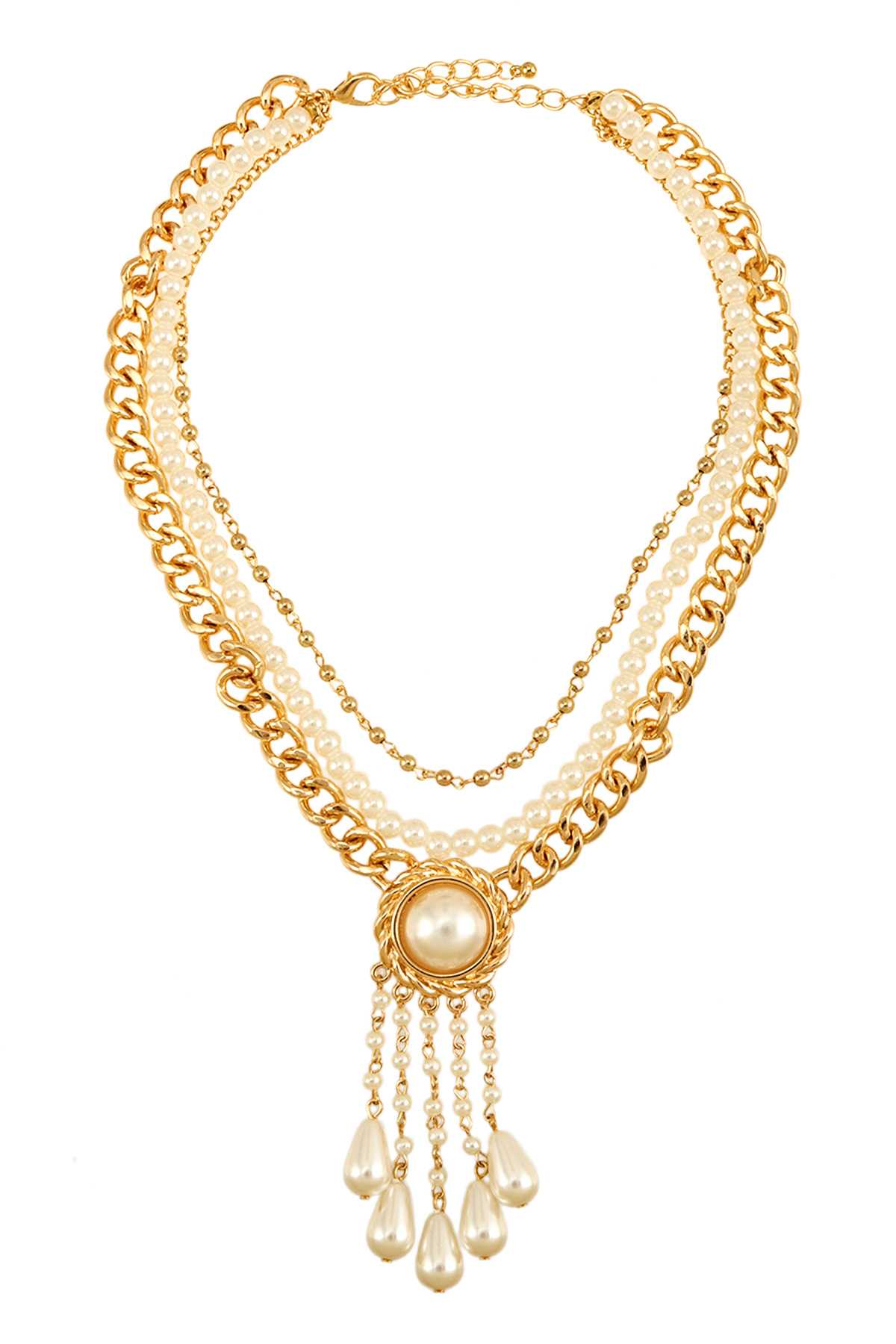 Pearl Accent with Chain Layered Necklace