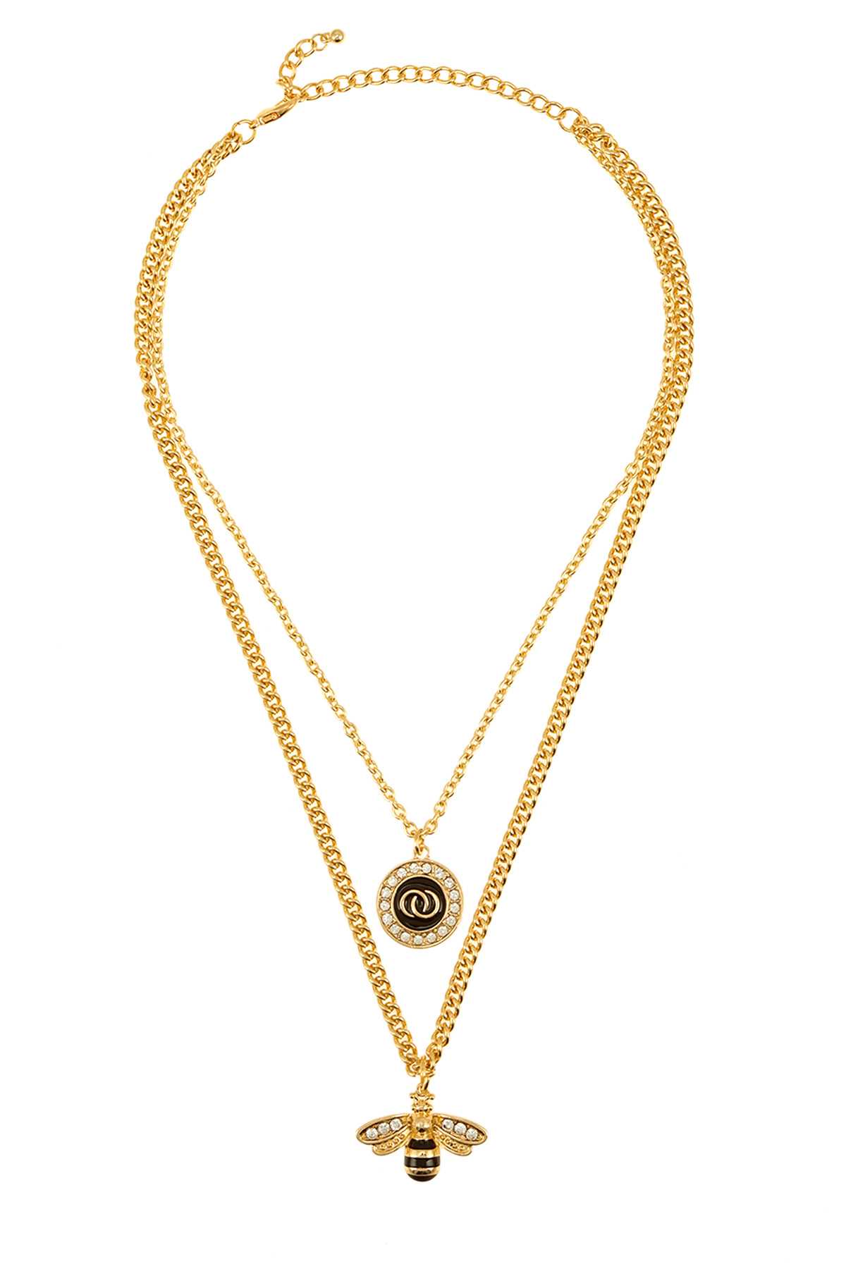 Bee and Double Link Multi Layered Necklace