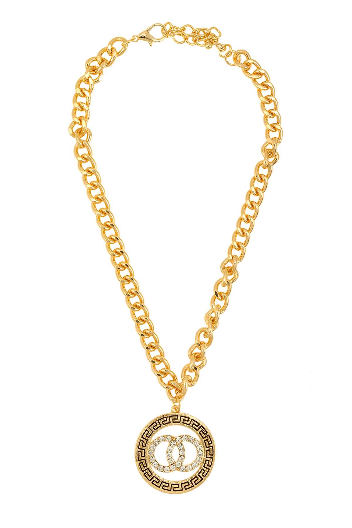 Round Greek Pendant Chain Necklace
