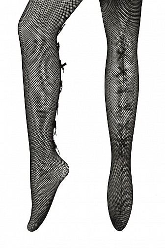 BACK RIBBON SHAPE AND WAIST SHEER MESH STOCKING