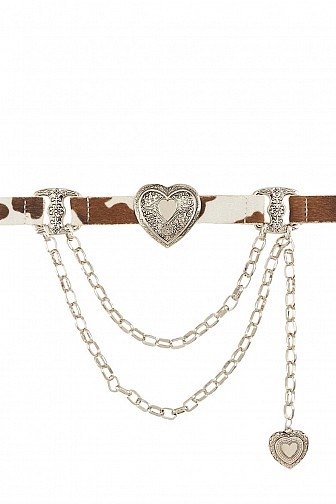 HEART CONCHO ACCENTED LINKED CHAIN DRAPE BELT