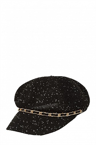 CHAIN BUCKLE BERET STRAW HAT