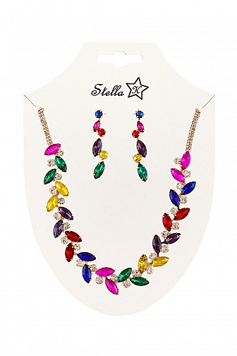 FLORAL MULTI CRYSTAL STATEMENT NECKLACE