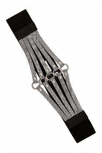 RHINESTONE FIVE LINE AND CIRCLE ELASTIC BELT