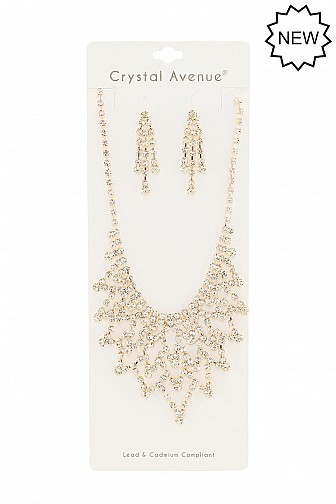 RHINESTONE CRYSTAL PROM BRIDAL FORMAL NECKLACE SET