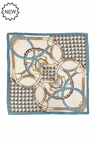 SQUARE BELT ACCENT HEART PRINT BANDANA SCARF