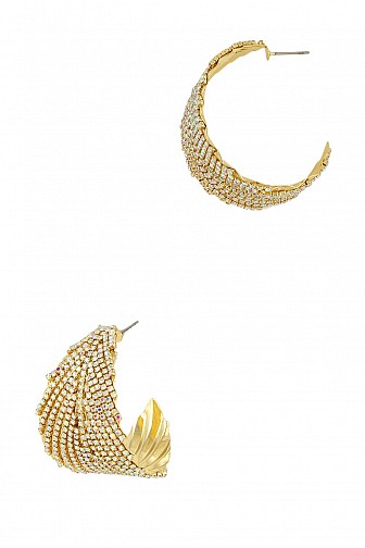 RHINESTONE HOOP STUD EARRING