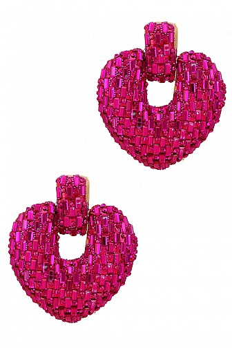 RHINESTONE HEART SHAPE STUD EARRING