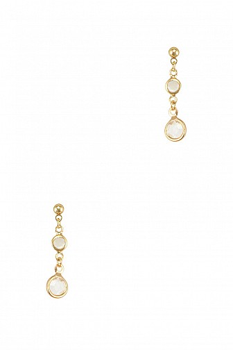 BALL AND DOUBLE GLASS DROP STUD EARRING