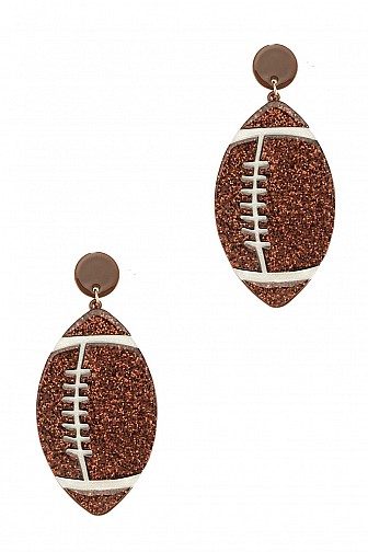SPARKLE FOOTBALL DANGLE STUD EARRING