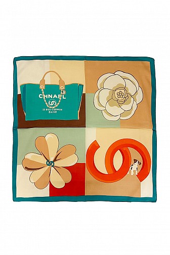 MULTI ''''CC'''' DESIGN PRINTED BANDANA SCARF