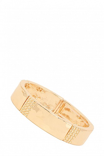 METAL BRASS STRETCH BRACELET WITH TEXTURED DETAILS