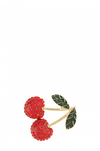 RHINESTONE CHERRY BROOCH