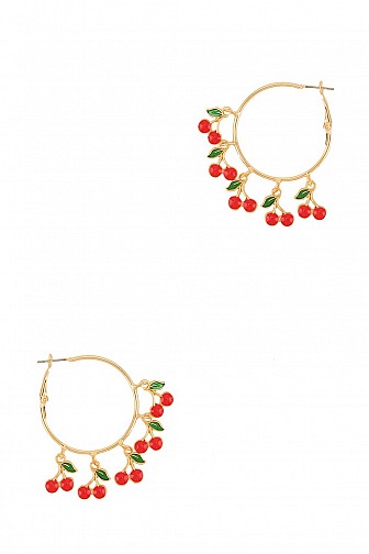 CHERRY CHARM HOOP EARRINGS