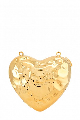 HAMMERED METAL HEART SHAPED CLUTCH BAG