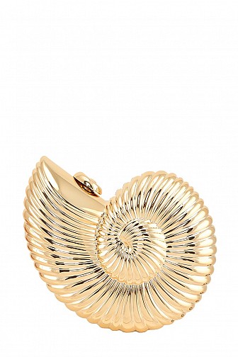 METAL SEASHELL SHAPED CLUTCH BAG