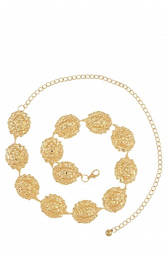 TEXTURED GOLD PLATE LINKED CHAIN BELT