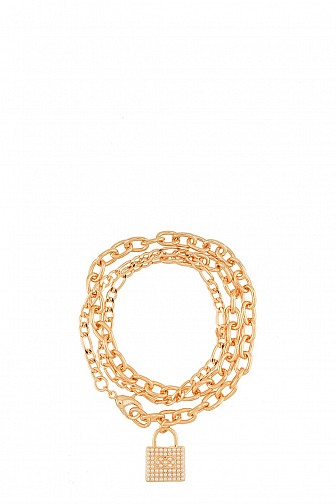 Long Chained Bracelet with Pearl Accent Lock
