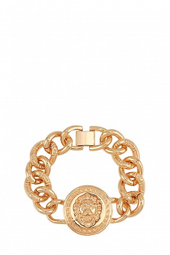 METAL CIRCLE LION CHARM CHAIN BRACELET 