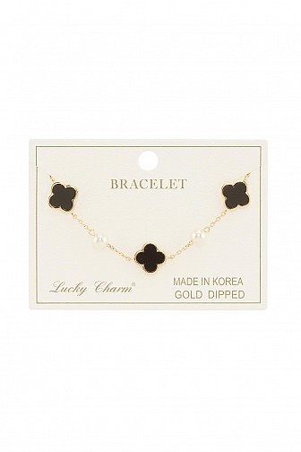 GOLD DIPPED THREE CLOVER LINKED CHAIN BRACELET