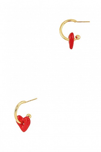 Heart Accent Linked Hoop Earring