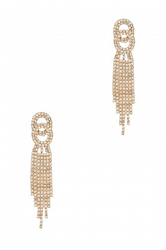 FULL RHINESTONE DOUBLE CIRCLE FRINGE EARRING