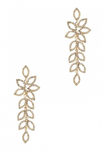 RHINESTONE LEAF DANGLE EARRING