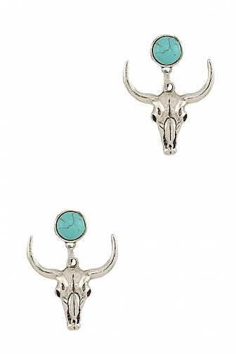 WESTERN BULL TURQUOISE STONE DROP EARRING
