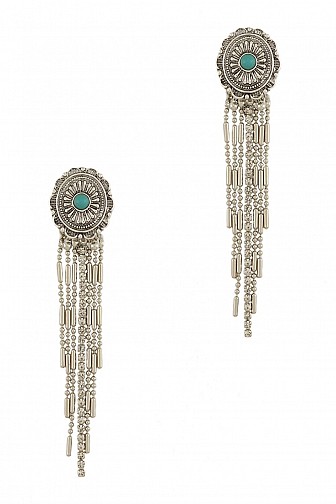 TURQUOISE FRINGE DROP EARRING