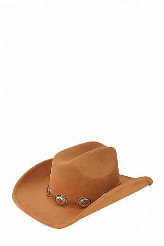 FEDORA HAT WITH METAL CIRCLE ACCENT