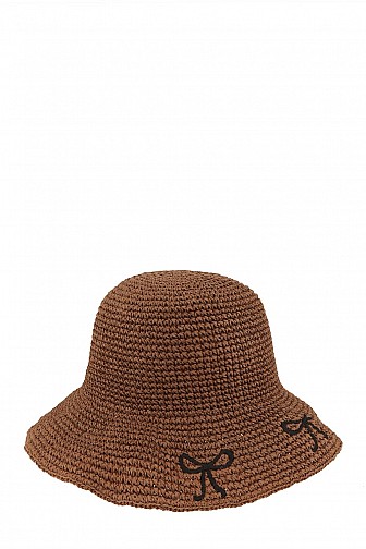 RIBBON ACCENT STRAW BUCKET HAT