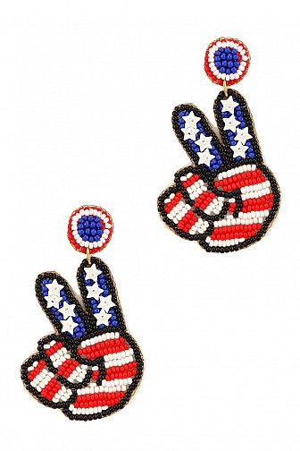 AMERICA FLAG FINGER V EARRING