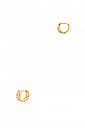 RHINESTONE PATTERN HUGGIE HOOP EARRING