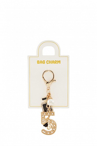 METAL ''5'' STATEMENT BAG CHARM