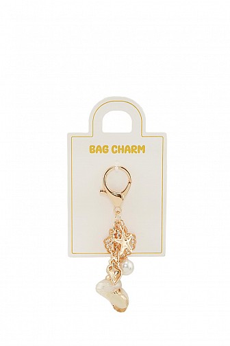 MULTI PEARL AND SHELL BAG CHARM