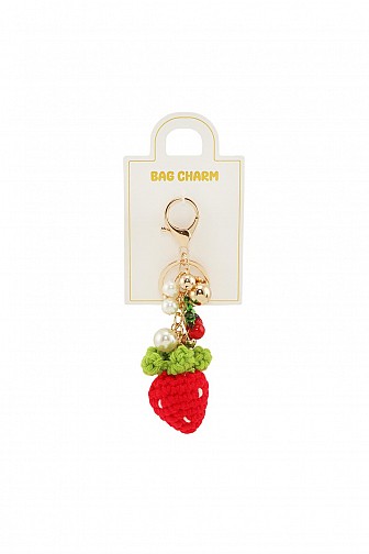 PEARL LINKED STRAWBERRY BAG CHARM