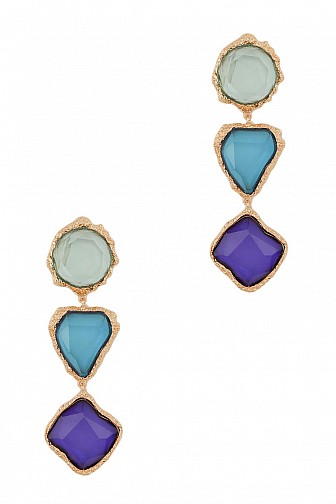 MULTI COLORED JEWEL DANGLE EARRING