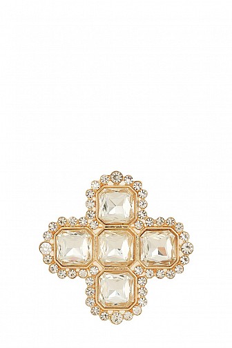 RHINESTONE CRYSTAL STUDDED CLOVER BROOCH