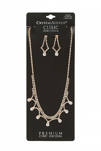 RHINESTONE CRYSTAL LINKED NECKLACE SET