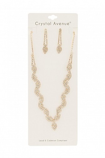 WAVY CRYSTAL SHAPE NECKLACE SET