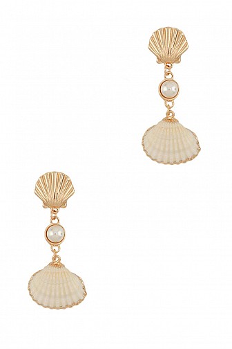 Shell Conch Pearl Pendant Stud Earrings